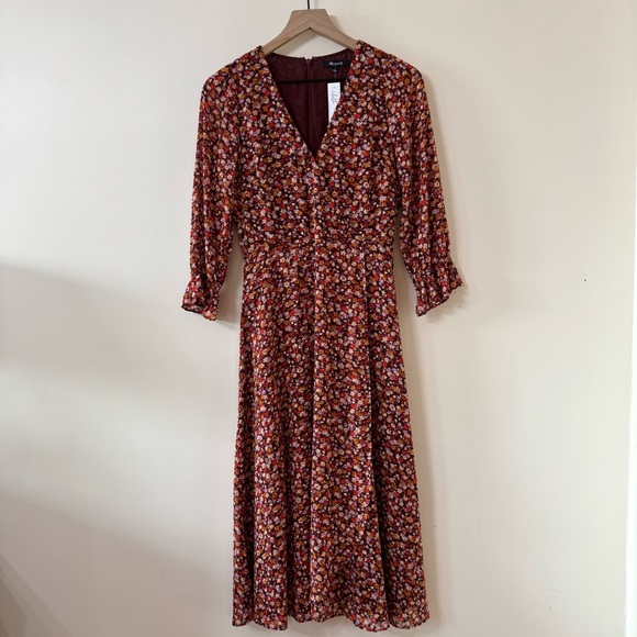 Madewell crossover midi dress - size 0 - Picture 4 of 7
